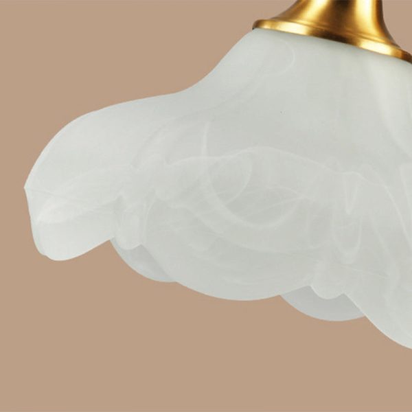 Traditional European Brass Glass Floral Shade Round Base 1-Light Table Lamp For Bedroom - Image 6