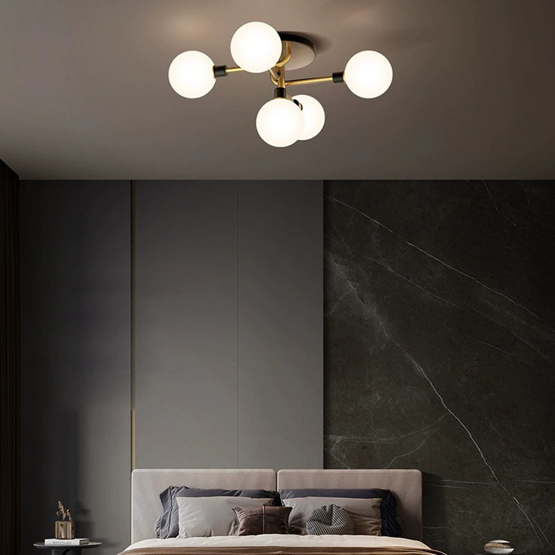 BS-Lighting-AM01319-1.jpg Contemporary Creative Brass & Glass Curved Round 5-Light Semi-Flush Mount Ceiling Light For Bedroom And Living Room - Image 1
