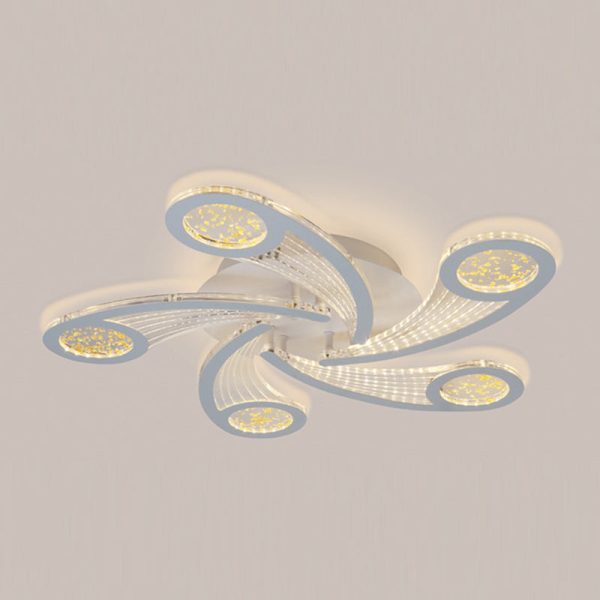 Contemporary Creative Metal & Acrylic Windmill Round LED Semi-Flush Mount Ceiling Light For Bedroom Living Room - Image 10