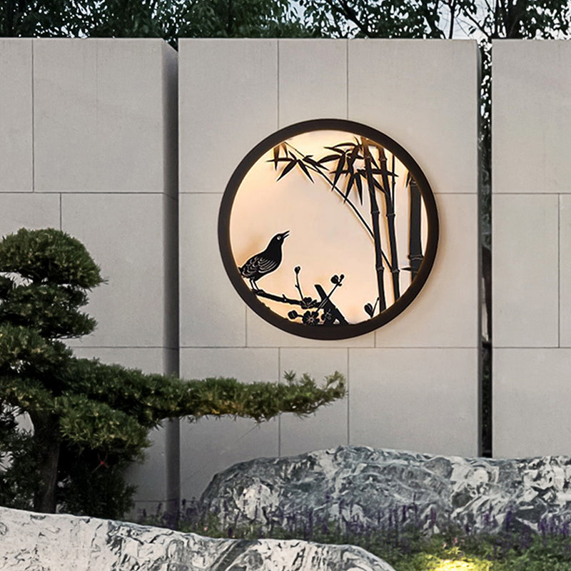 BS-Lighting-AM01348-1.jpg Modern Minimalist Iron & Acrylic Round LED Wall Sconce Lamp For Outdoor Courtyard & Garden - Image 1