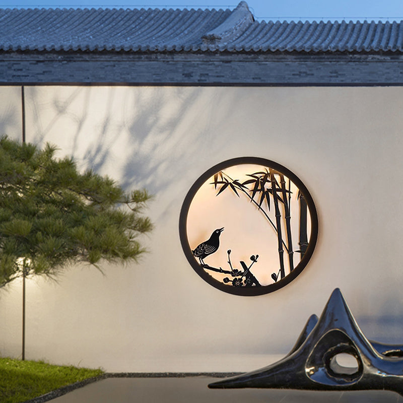 BS-Lighting-AM01348-10.jpg Modern Minimalist Iron & Acrylic Round LED Wall Sconce Lamp For Outdoor Courtyard & Garden - Image 9