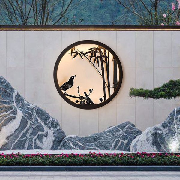 Modern Minimalist Iron & Acrylic Round LED Wall Sconce Lamp For Outdoor Courtyard & Garden - Image 2