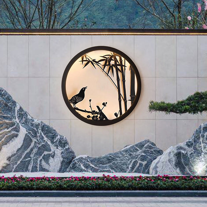 BS-Lighting-AM01348-2.jpg Modern Minimalist Iron & Acrylic Round LED Wall Sconce Lamp For Outdoor Courtyard & Garden - Image 2