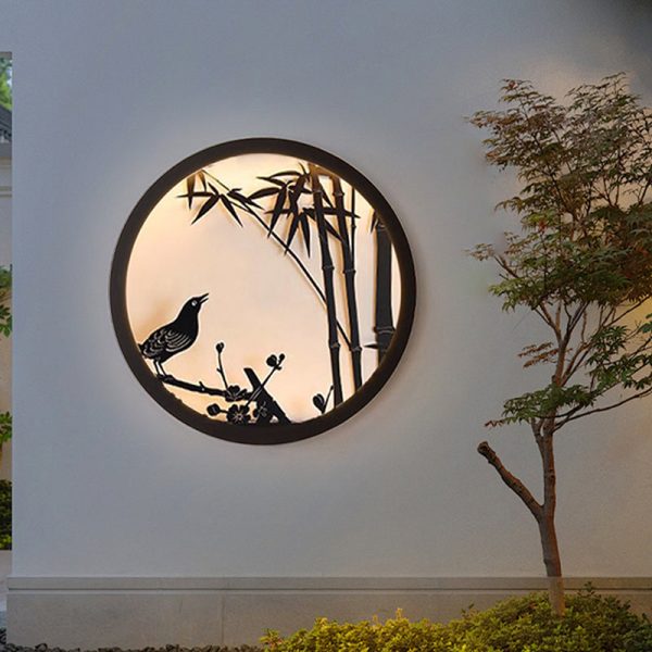 Modern Minimalist Iron & Acrylic Round LED Wall Sconce Lamp For Outdoor Courtyard & Garden - Image 3