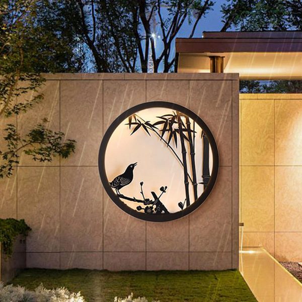 Modern Minimalist Iron & Acrylic Round LED Wall Sconce Lamp For Outdoor Courtyard & Garden - Image 10