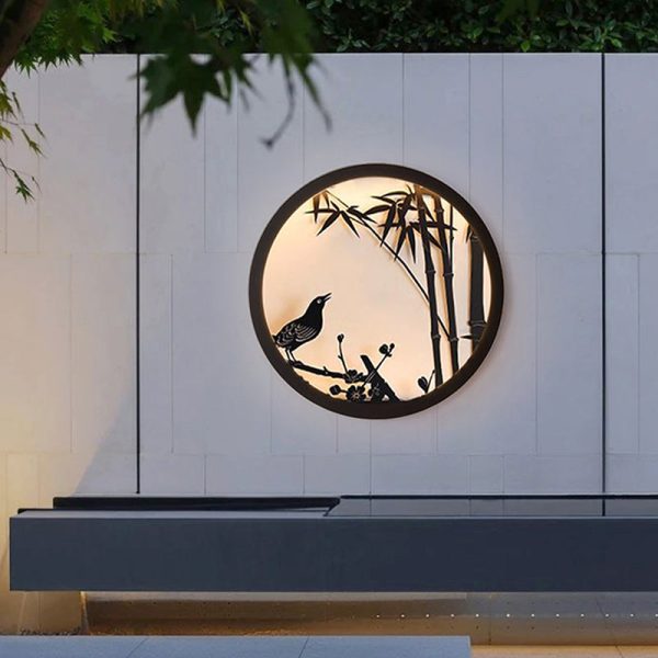 Modern Minimalist Iron & Acrylic Round LED Wall Sconce Lamp For Outdoor Courtyard & Garden - Image 11