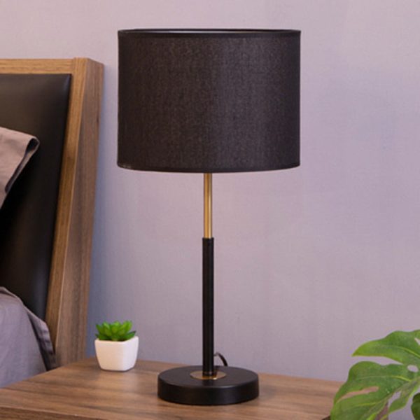 Contemporary Nordic Fabric And Iron Cylindrical 1-Light Table Lamp For Bedroom And Living Room - Image 17