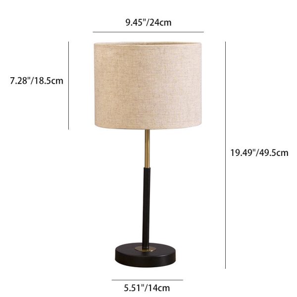 Contemporary Nordic Fabric And Iron Cylindrical 1-Light Table Lamp For Bedroom And Living Room - Image 4