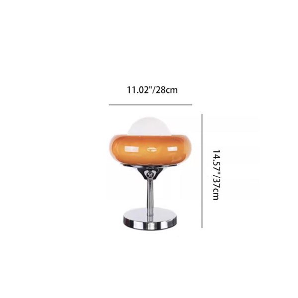 Contemporary Creative Metal & Glass Egg Tart-Shape Round 1-Light Table Lamp For Bedroom & Living Room - Image 4