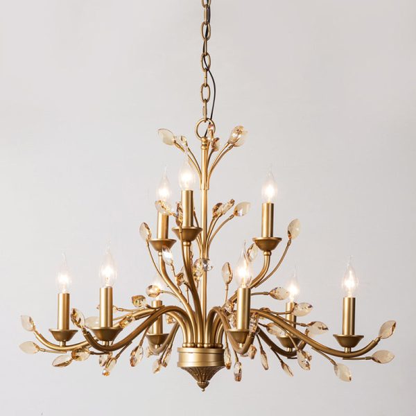 Traditional French Iron & Crystal Branch-Shape 6/9/12-Light Chandelier For Living Room & Bedroom - Image 16