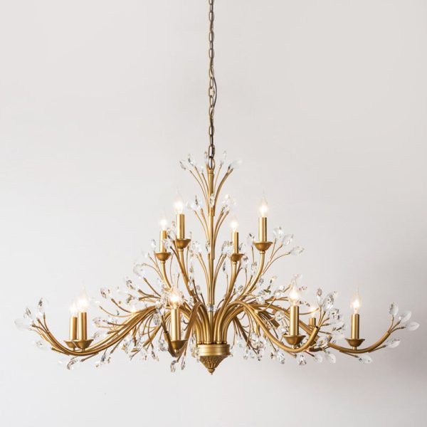 Traditional French Iron & Crystal Branch-Shape 6/9/12-Light Chandelier For Living Room & Bedroom - Image 17
