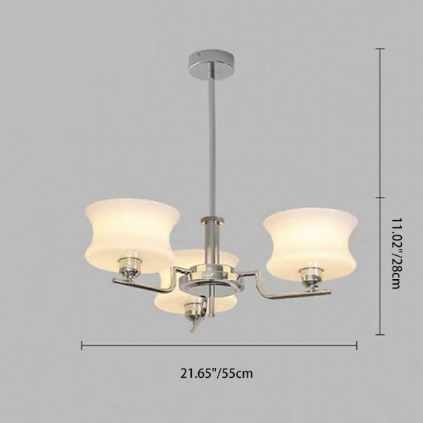 Modern Mid-Century Metal And Glass Round 3/5-Light Chandelier For Bedroom And Living Room - Image 4