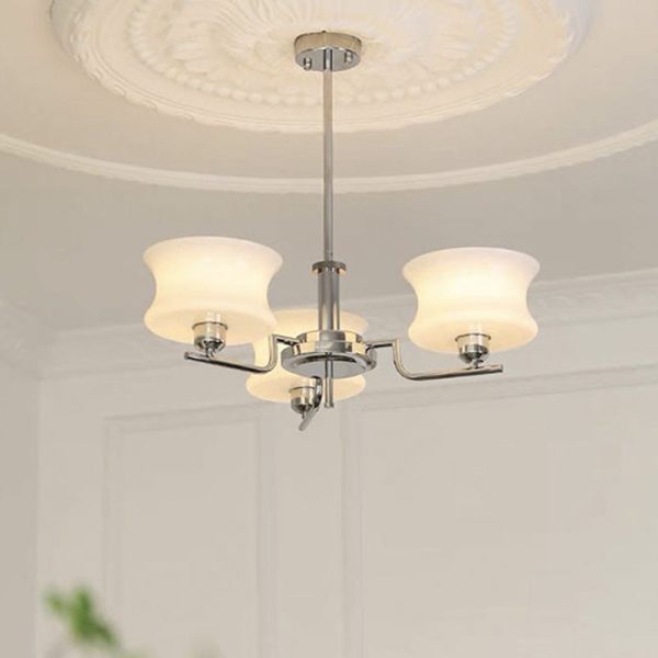 Modern Mid-Century Metal And Glass Round 3/5-Light Chandelier For Bedroom And Living Room - Image 10