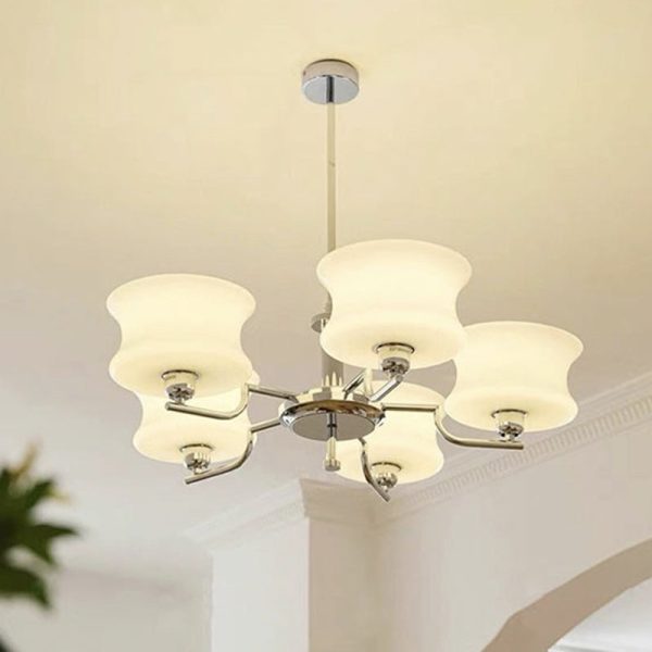 Modern Mid-Century Metal And Glass Round 3/5-Light Chandelier For Bedroom And Living Room - Image 12