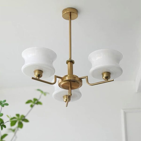 Modern Mid-Century Metal And Glass Round 3/5-Light Chandelier For Bedroom And Living Room - Image 2