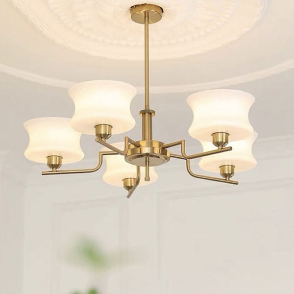 Modern Mid-Century Metal And Glass Round 3/5-Light Chandelier For Bedroom And Living Room - Image 13