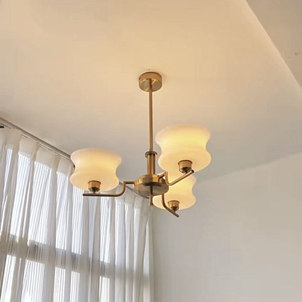 Modern Mid-Century Metal And Glass Round 3/5-Light Chandelier For Bedroom And Living Room - Image 15