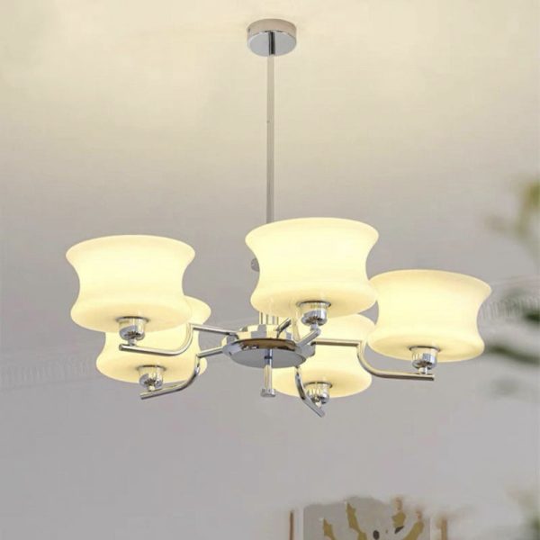 Modern Mid-Century Metal And Glass Round 3/5-Light Chandelier For Bedroom And Living Room - Image 16