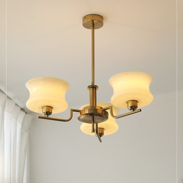 Modern Mid-Century Metal And Glass Round 3/5-Light Chandelier For Bedroom And Living Room - Image 11