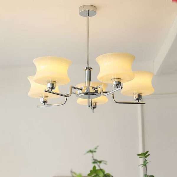 Modern Mid-Century Metal And Glass Round 3/5-Light Chandelier For Bedroom And Living Room - Image 18