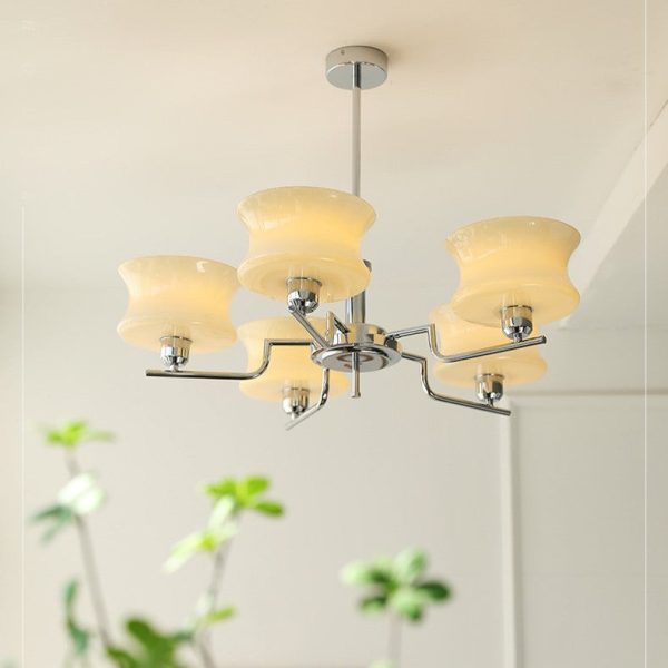 Modern Mid-Century Metal And Glass Round 3/5-Light Chandelier For Bedroom And Living Room - Image 17