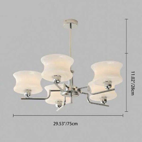 Modern Mid-Century Metal And Glass Round 3/5-Light Chandelier For Bedroom And Living Room - Image 5