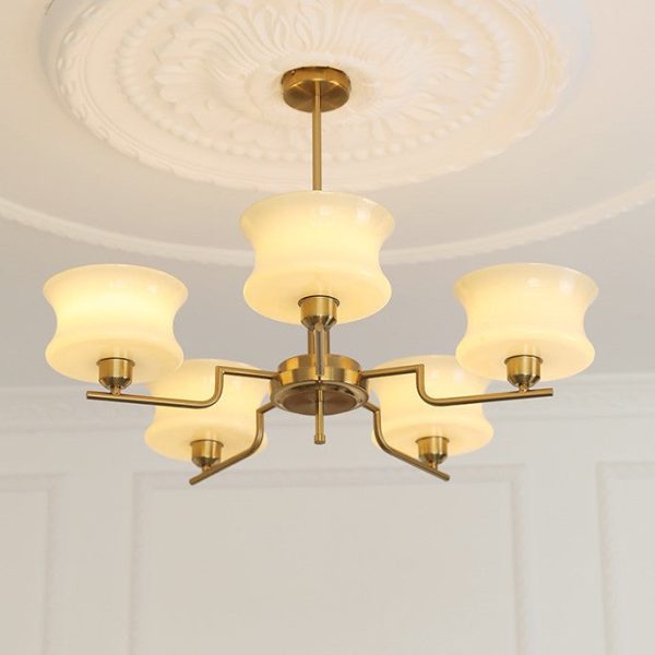 Modern Mid-Century Metal And Glass Round 3/5-Light Chandelier For Bedroom And Living Room - Image 19