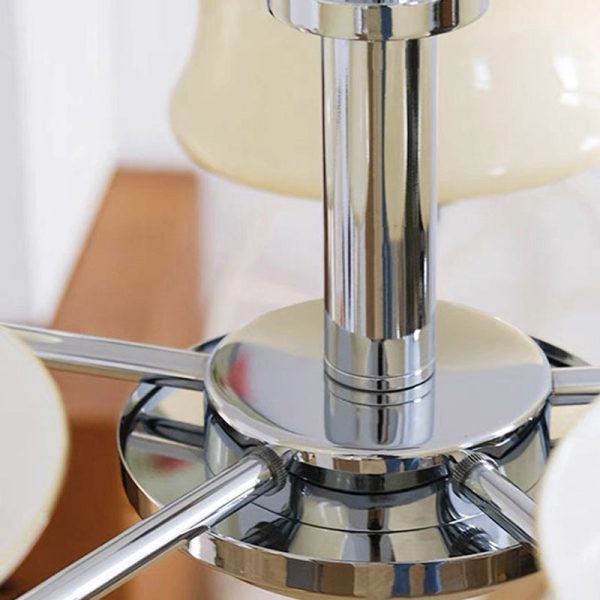 Modern Mid-Century Metal And Glass Round 3/5-Light Chandelier For Bedroom And Living Room - Image 6