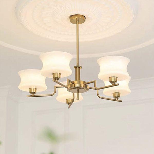 Modern Mid-Century Metal And Glass Round 3/5-Light Chandelier For Bedroom And Living Room - Image 9