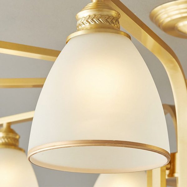 Modern Luxury Brass & Glass Cone 1/6/8/10-Light Semi-Flush Mount Ceiling Light For Bedroom, Living Room & Hallway - Image 8