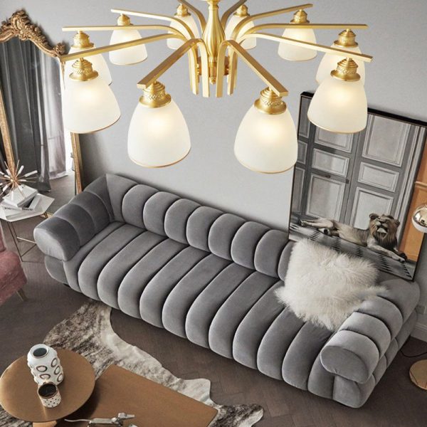 Modern Luxury Brass & Glass Cone 1/6/8/10-Light Semi-Flush Mount Ceiling Light For Bedroom, Living Room & Hallway - Image 10