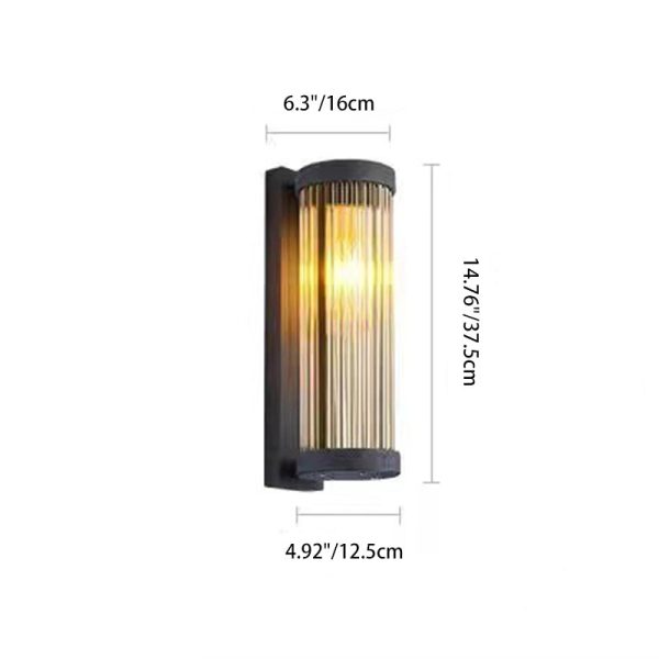 Modern Minimalist Stainless Steel & Glass Cylinder LED Solar Waterproof Wall Sconce Lamp For Outdoor Garden & Patio - Image 5
