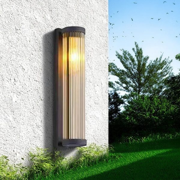 Modern Minimalist Stainless Steel & Glass Cylinder LED Solar Waterproof Wall Sconce Lamp For Outdoor Garden & Patio - Image 15