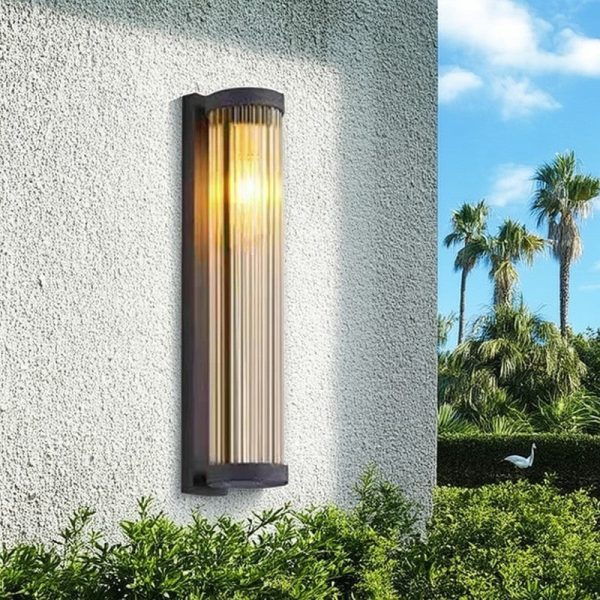 Modern Minimalist Stainless Steel & Glass Cylinder LED Solar Waterproof Wall Sconce Lamp For Outdoor Garden & Patio - Image 16