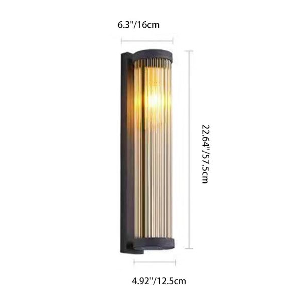 Modern Minimalist Stainless Steel & Glass Cylinder LED Solar Waterproof Wall Sconce Lamp For Outdoor Garden & Patio - Image 6