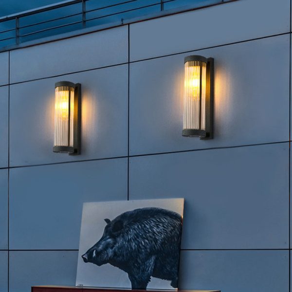 Modern Minimalist Stainless Steel & Glass Cylinder LED Solar Waterproof Wall Sconce Lamp For Outdoor Garden & Patio - Image 10