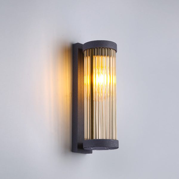 Modern Minimalist Stainless Steel & Glass Cylinder LED Solar Waterproof Wall Sconce Lamp For Outdoor Garden & Patio - Image 8