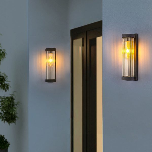 Modern Minimalist Stainless Steel & Glass Cylinder LED Solar Waterproof Wall Sconce Lamp For Outdoor Garden & Patio - Image 11