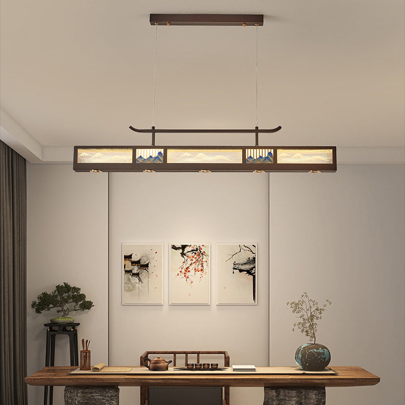 BS-Lighting-AM01527-1.jpg Traditional Chinese Iron, Acrylic & Stainless Steel Rectangular LED Chandelier For Dining Room & Living Room - Image 1