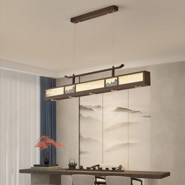 Traditional Chinese Iron, Acrylic & Stainless Steel Rectangular LED Chandelier For Dining Room & Living Room - Image 15