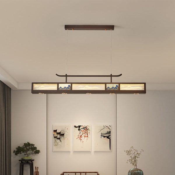 Traditional Chinese Iron, Acrylic & Stainless Steel Rectangular LED Chandelier For Dining Room & Living Room - Image 18