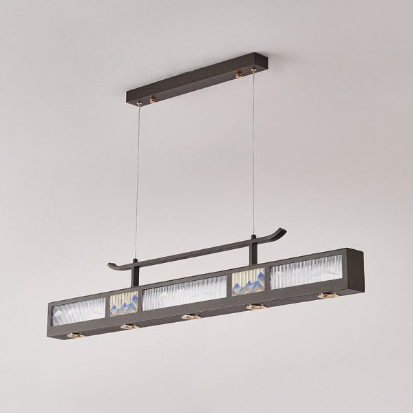 Traditional Chinese Iron, Acrylic & Stainless Steel Rectangular LED Chandelier For Dining Room & Living Room - Image 9