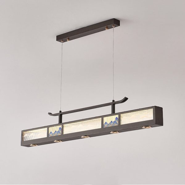 Traditional Chinese Iron, Acrylic & Stainless Steel Rectangular LED Chandelier For Dining Room & Living Room - Image 10