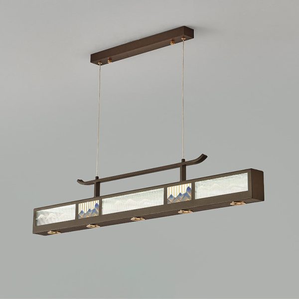Traditional Chinese Iron, Acrylic & Stainless Steel Rectangular LED Chandelier For Dining Room & Living Room - Image 11