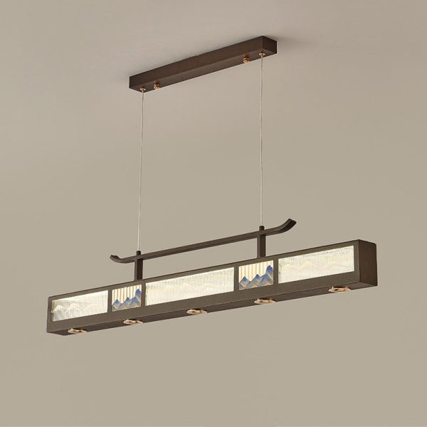 Traditional Chinese Iron, Acrylic & Stainless Steel Rectangular LED Chandelier For Dining Room & Living Room - Image 12