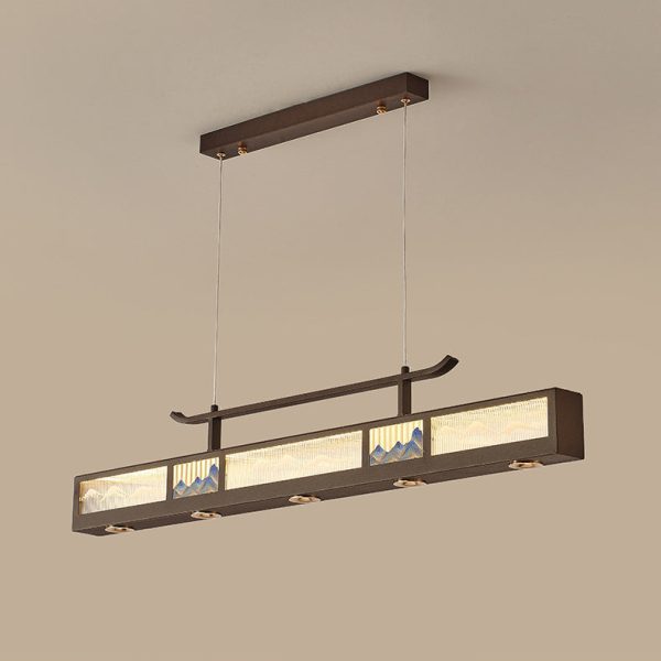 Traditional Chinese Iron, Acrylic & Stainless Steel Rectangular LED Chandelier For Dining Room & Living Room - Image 13