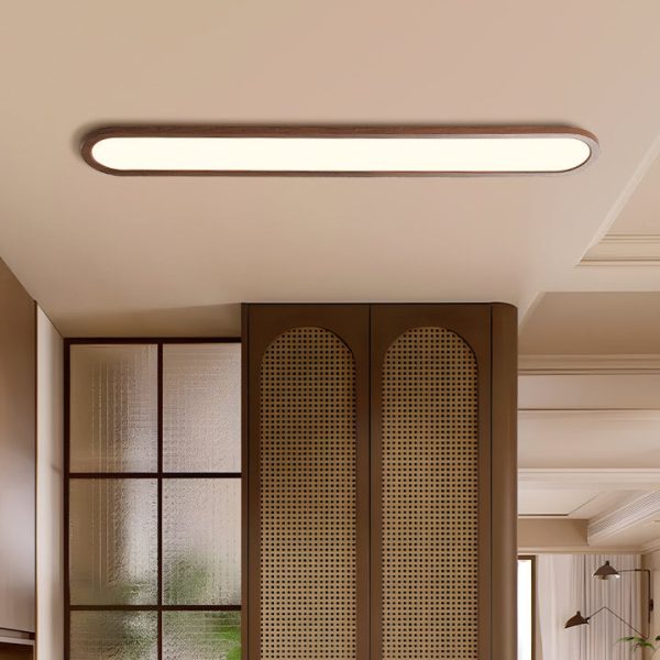 Traditional Vintage Iron & Acrylic Oval Long LED Flush Mount Ceiling Light For Hallway, Bedroom & Living Room - Image 3
