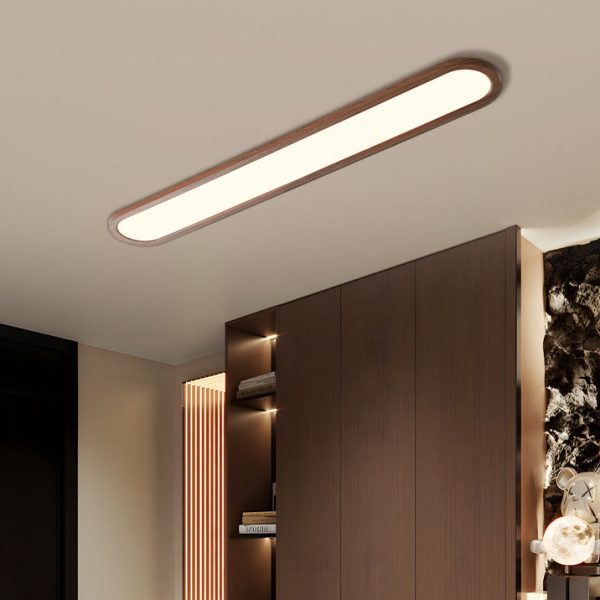 Traditional Vintage Iron & Acrylic Oval Long LED Flush Mount Ceiling Light For Hallway, Bedroom & Living Room - Image 2