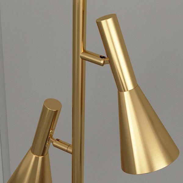 Contemporary Nordic Iron & Marble Cone 2-Light Standing Floor Lamp With Adjustable Angle For Bedroom & Living Room - Image 5