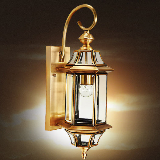 BS-Lighting-AM01660-6.jpg Traditional European Brass Glass Polygonal 1-Light Waterproof Wall Sconce Lamp For Bedroom Patio And Garden - Image 9
